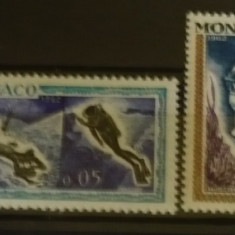 MONACO 1962 – CERCETARI SUBACVATICE, timbre nestampilate, VL12