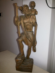 Sculptura veche,in lemn,Sfantul Stelian,protectorul copiilor foto