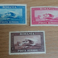 Romania 1928 – C. Raiu POSTA AERIANA , filigran orizontal SARNIERA, VL18