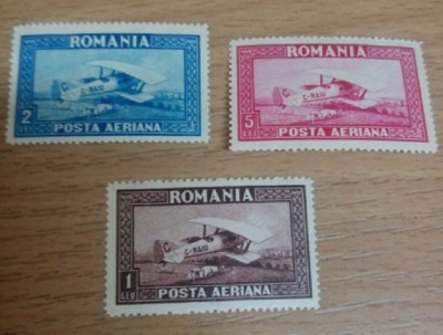 Romania 1928 &amp;ndash; C. Raiu POSTA AERIANA , filigran orizontal SARNIERA, VL18 foto