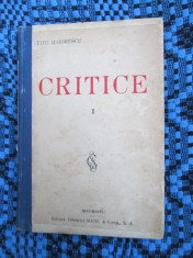 Titu MAIORESCU - CRITICE 1866-1907 (vol. I - 1926) foto