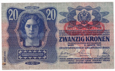 Austria Ungaria Transilvania 20 Kronen Korona 1913 DOUEZECI COROANE,supratipar foto