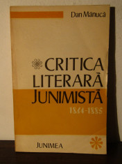 Critica literara junimista 1864-1885 - Dan Manuca foto