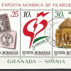 Romania 1992 - Expozitia mondiala de filatelie Granada, BLOC STAMPILAT VL22