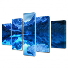 Tablou Multicanvas 5 Piese Albastru in oglinda foto