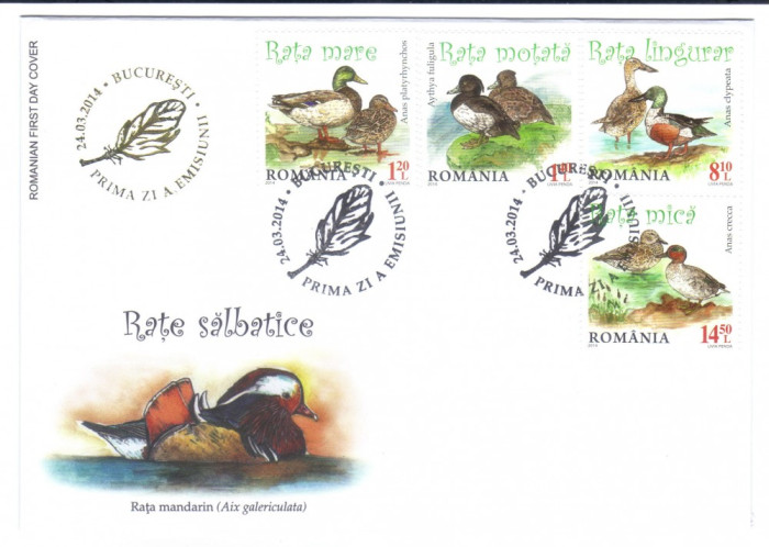 ROMANIA 2014, FDC, Fauna - Rate, din album filatelic nr. 221