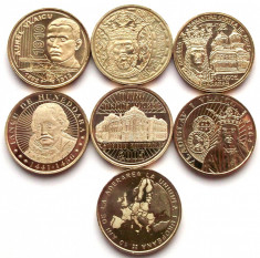 Set lot complet 7 Monede comemorative 50 Bani 2010 - 2017 UNC din fisic ** foto