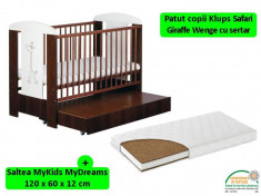 Patut Cu Sertar Klups Safari Giraffe Wenge + Saltea 12 MyKids MyDreams foto