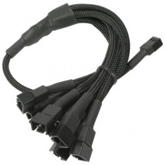 Cablu adaptor pentru ventilatoare Nanoxia 1x 3 pini la 9x 3 pini, 60 cm, negru foto