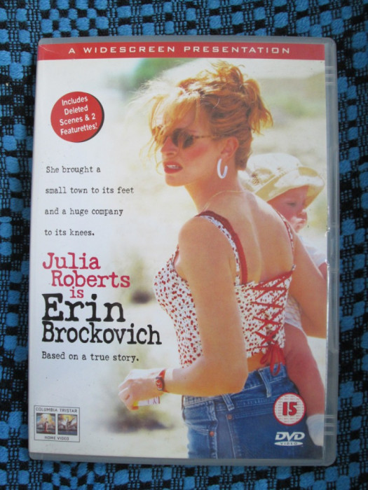ERIN BROCKOVICH (1 DVD ORIGINAL, FILM cu JULIA ROBERTS - CA NOU!!!)