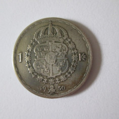 Suedia 1 Krona 1950 argint