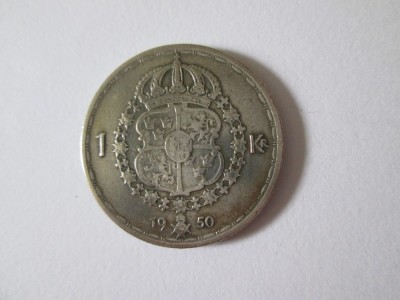 Suedia 1 Krona 1950 argint foto