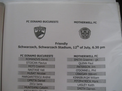 Dinamo Bucuresti - Motherwell (12 iulie / foaie de joc) foto