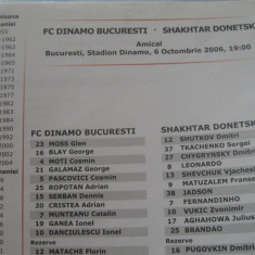 Dinamo Bucuresti - Sahtior Donetk (6 octombrie 2006 / foaie de joc)