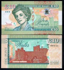 !!! TARA GALILOR , WALES = FANTASY NOTE = 10 POUNDS 2017 - UNC foto