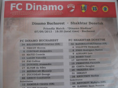 Dinamo Bucuresti - Sahtior Donetk (7 septembrie 2013 / foaie de joc) foto