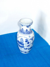Vaza veche, rouleau, portelan chinezesc blue &amp;amp; white - cca 1910 - fara marcaj foto