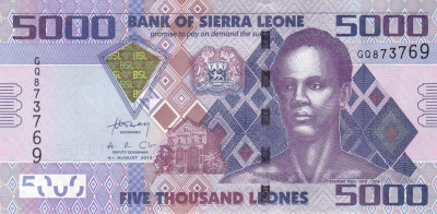 Bancnota Sierra Leone 5.000 Leones 2013 - P32b UNC foto