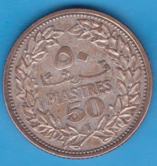 (1) MONEDA DIN ARGINT LIBAN - 50 PIASTRES 1952 foto