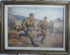Infanteristi la atac, ulei / carton, semnat Aug. Spirodonescu, vechi, Istorice, Realism