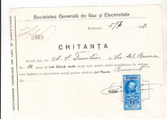 bnk fil Timbru fiscal 2 lei pe chitanta 1927 foto