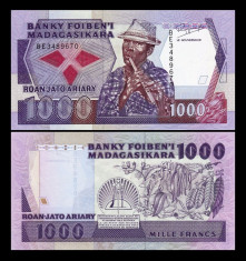 Madagascar 1987 - 1000 francs UNC foto