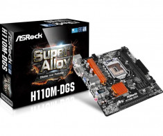 Placa de baza Asrock Socket LGA1151, H110M-DGS, H110, 2*DDR4 2133MHz, 1*DVI, 1*PCIEx16, 1*PCIEx1, 4*SATAIII, foto