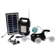 Lanterna cu radio GD-8050, panou solar, 4 becuri foto