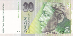 Bancnota Slovacia 20 Korun 1993 - P20a UNC foto