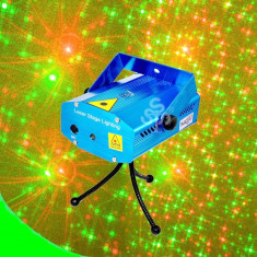 Laser proiector club disco rosu si verde stroboscop senzor muzica ventilator foto