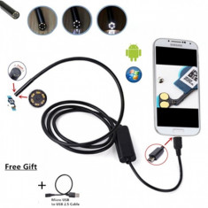 Camera endoscop 1m Android PC USB CAMERA ENDOSCOPICA 6 LED 1M baroscop video spy foto