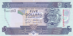 Bancnota Insulele Solomon 5 Dolari (2009) - P26 UNC ( serie C/5 ) foto