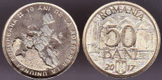 Moneda comemorativa 50 bani 2017 UNC din fisic 10 ani de la aderarea UE foto