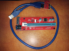 Riser PCI 1x-16x mining vers 007s NOU ETH adaptor stabil 60 cm factura Testate foto