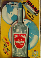 DIANA - reclama farmacie drogherie ,tabla emailata si embosata art-deco 1932 foto