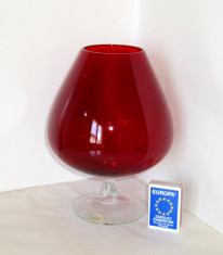 Vaza cristal rosu rubin, 1960 - Cognac vase - design Gunnar Ander, Lindshammar foto