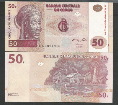 CONGO 50 FRANCI FRANCS 2000 UNC [1] P-91 , necirculata foto