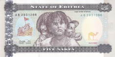 Bancnota Eritrea 5 Nafka 1997 - P2 UNC foto