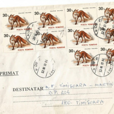 No(3) plic -ROMANIA -intreg postal-ANIMALE SALBATICE-BLOC DE 4