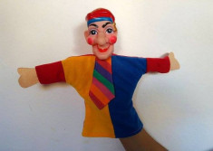 Marioneta teatru de papusi, papusa manuala, clovn, claun, clown, arlechin, bufon foto