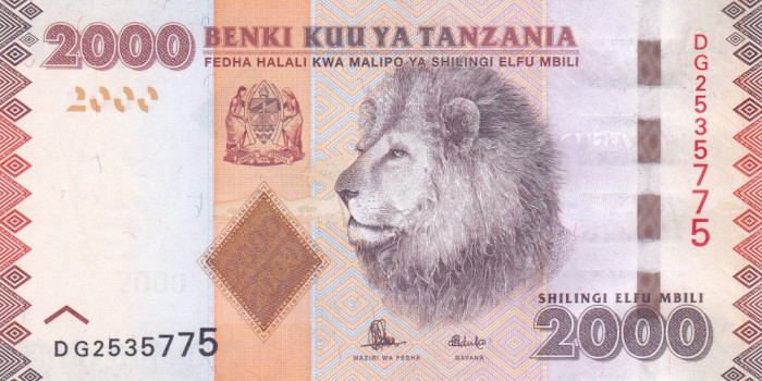 Bancnota Tanzania 2.000 Shilingi (2015) - P42b UNC