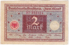 Germania bancnota 2 MARK MARCI 1920 a.UNC nuanta ALBASTRU/MARO foto