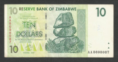 ZIMBABWE 10 DOLARI DOLLARS 2007 [4] P-67 , VF foto