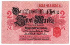 Germania bancnota 2 MARK MARCI 1914 VF nuanta ROZ INCHIS foto