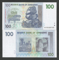 ZIMBABWE 100 DOLARI DOLLARS 2007 UNC [1] P-67 , necirculata foto