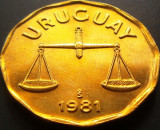 Cumpara ieftin Moneda exotica 20 CENTESIMOS - URUGUAY, anul 1981 *cod 5009 = UNC tiraj mic, America Centrala si de Sud