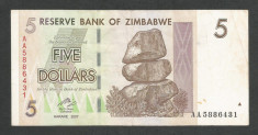 ZIMBABWE 5 DOLARI DOLLARS 2007 [16] P-66 foto