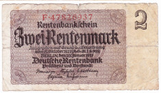 Germania bancnota 2 rentenmark mark marci 1937 foto