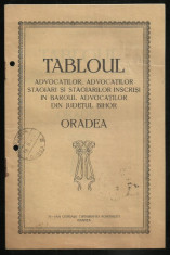 TABLOUL AVOCATILOR INSCRISI IN BAROUL BIHOR - ORADEA - 1934, timbrat foto