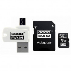 Card Goodram M404 MicroSD 16GB Clasa 4 cu Adaptor OTG USB 2.0 si Adaptor SD foto